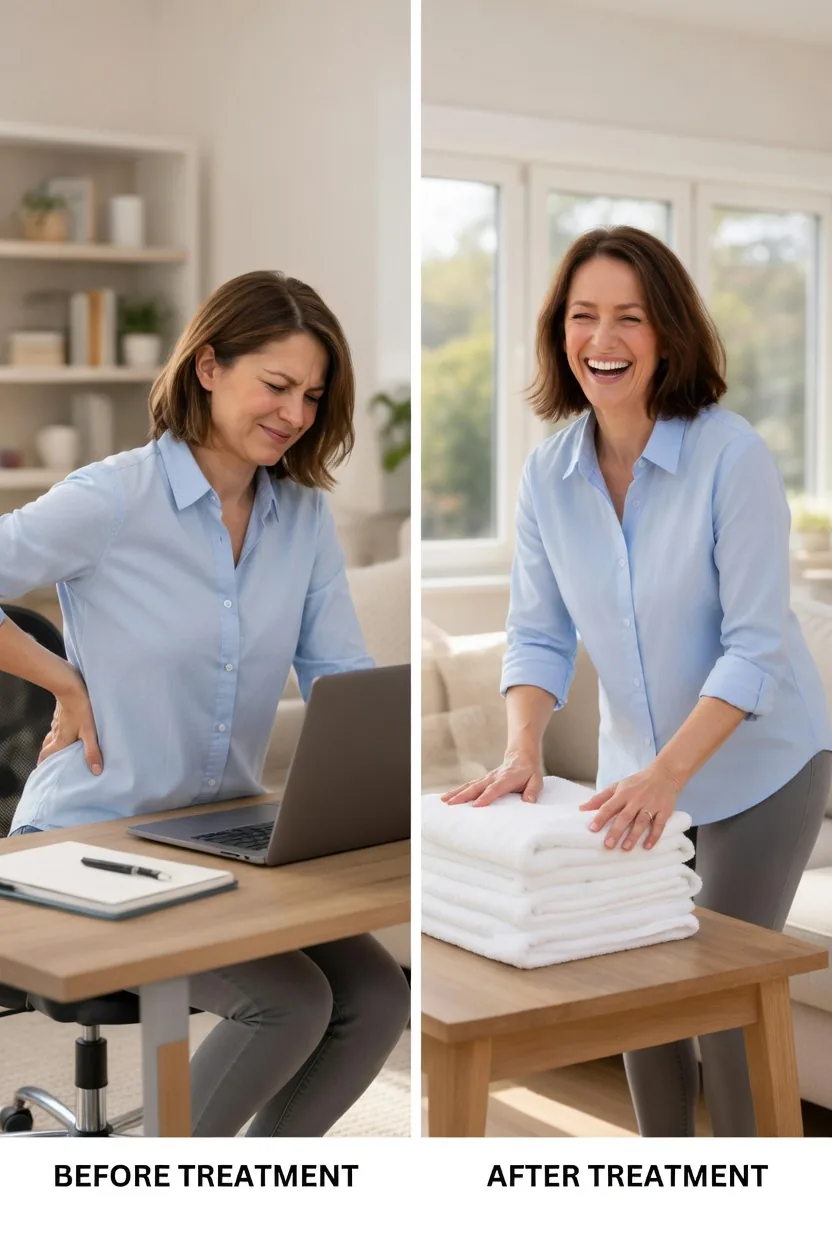 Jana's back pain recovery — before and after osteopathy treatment at Osteopathy First Burlington
